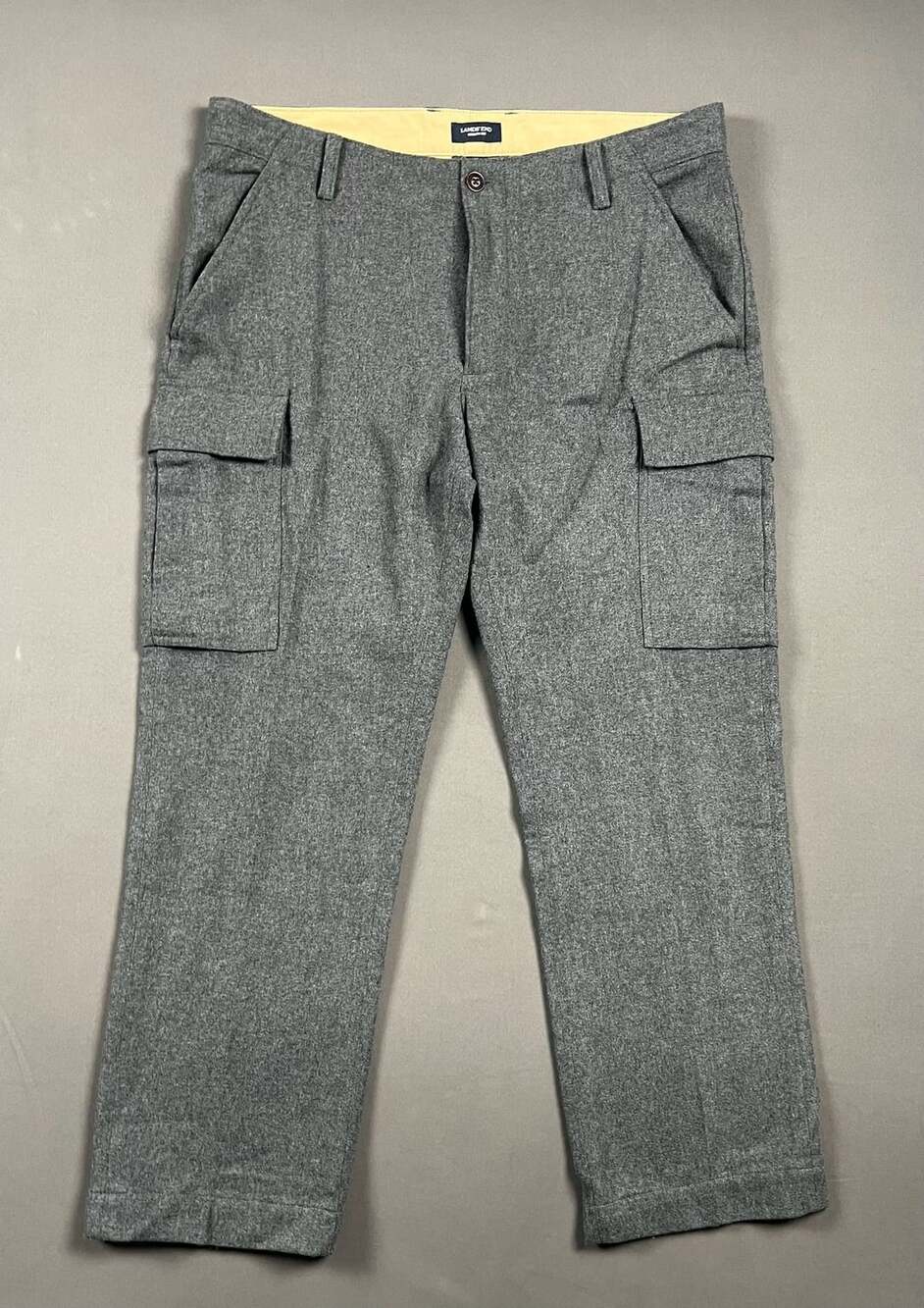 Lands' End Utility Fit Cargo Pants Size 36 Gray Wool Blend
